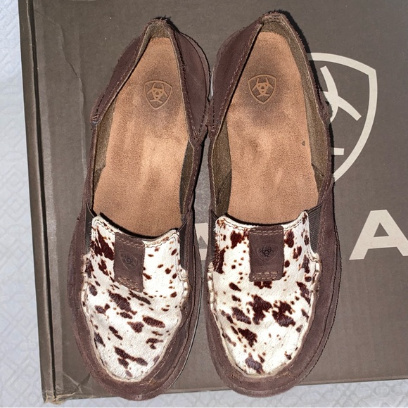 Women’s Ariat cow print loafers cruisers slip on shoes - Picture 10 of 11